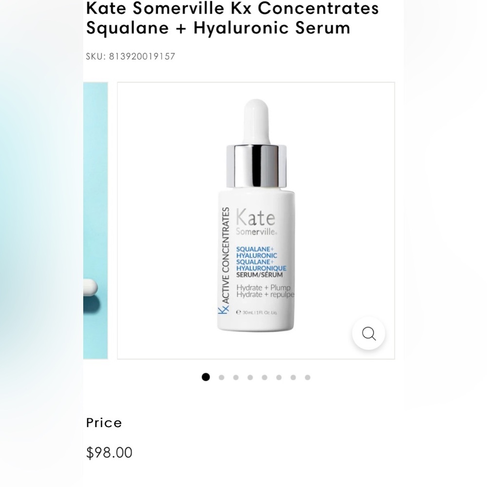 Kate Somerville Kx Concentrates Squalane+Hyaluronic Serum NIB got wet see pics